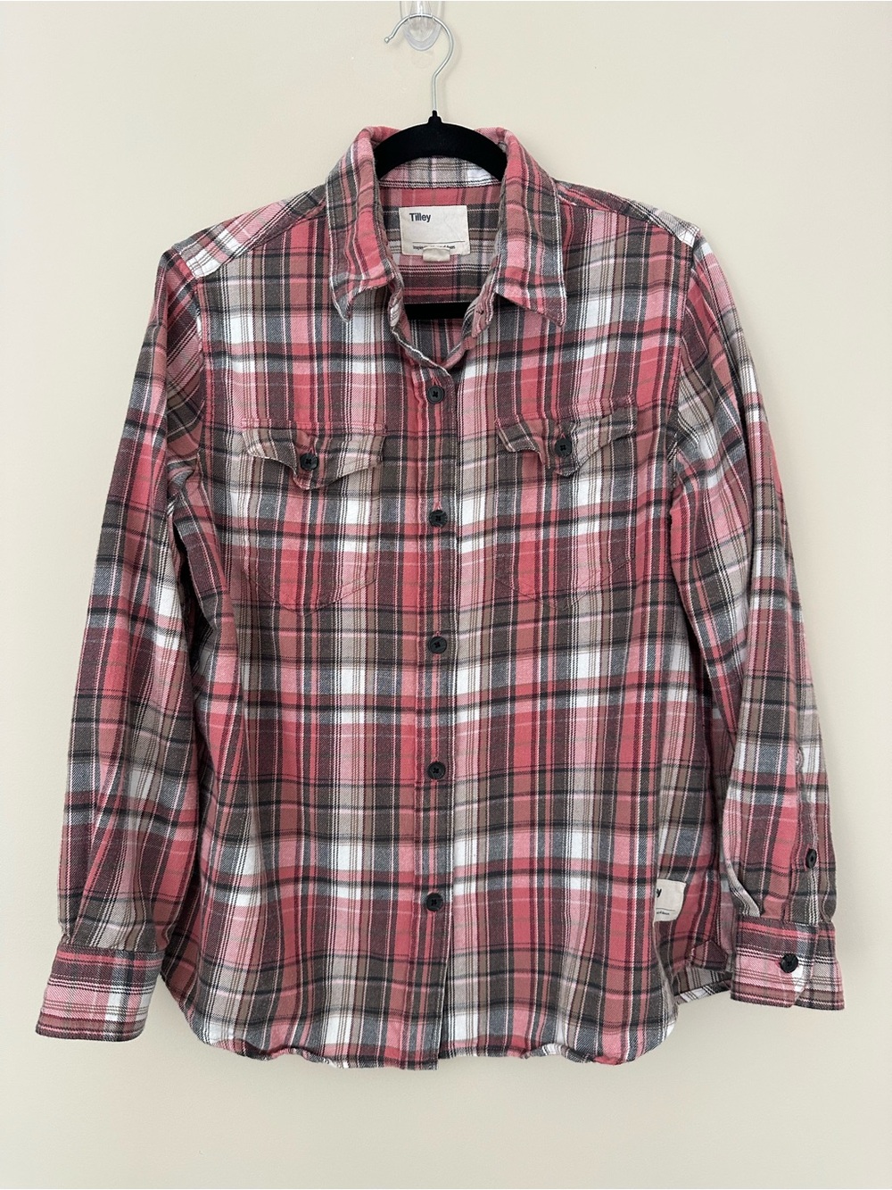 Tilley Pink Plaid Flannel Button-Up Shirt Large